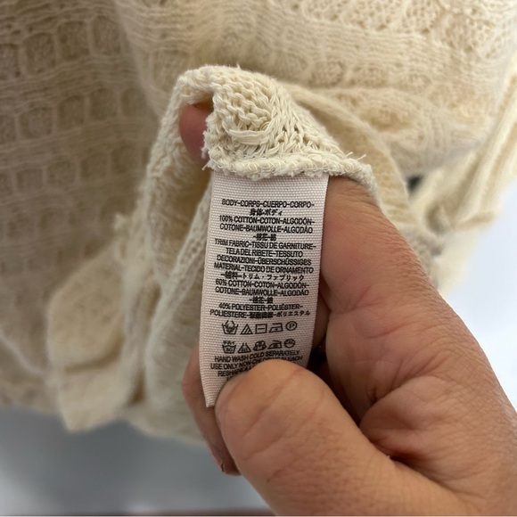 Free People We The Free Thiens Hacci Top Sweater Knit White Cream Size Large - Picture 5 of 6